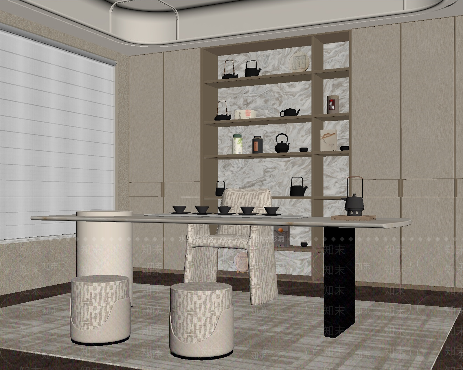 新中式茶室SU模型下载【ID:1228572796】