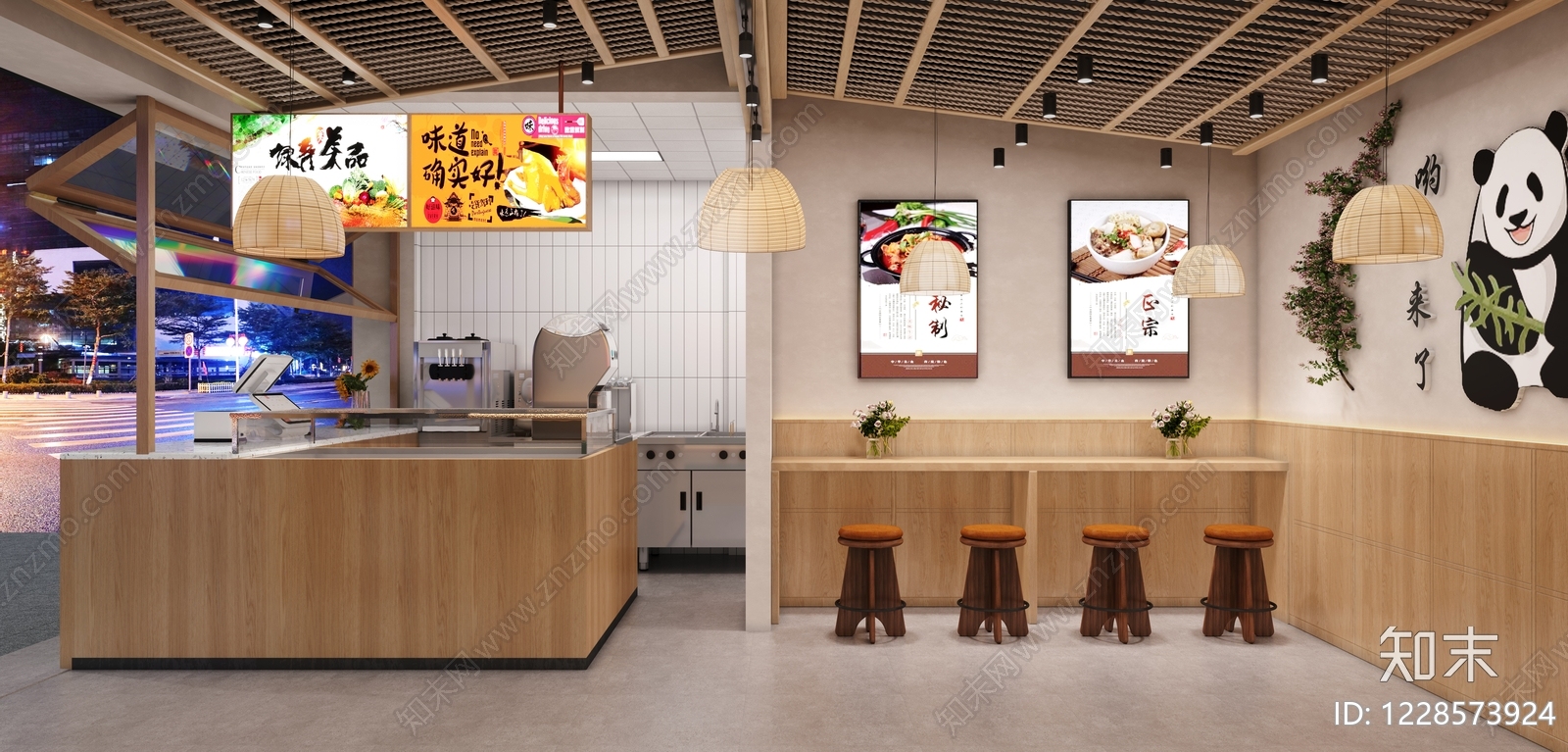 原木风快餐店3D模型下载【ID:1228573924】