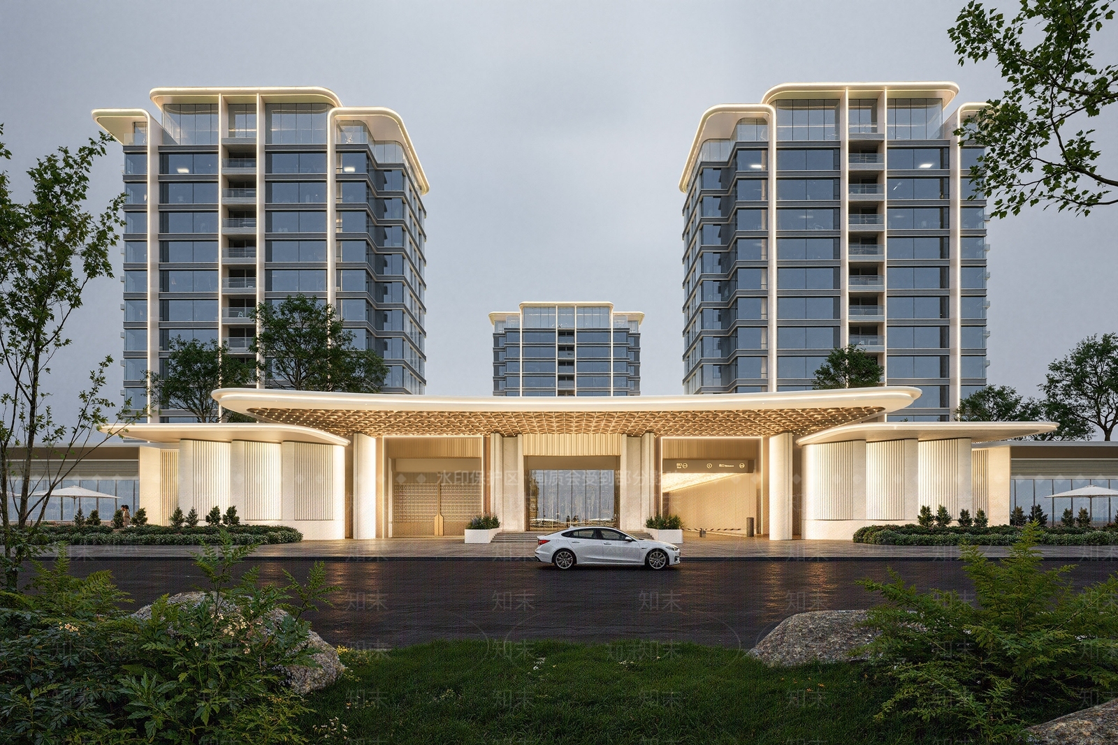 现代主义小区建筑SU模型下载【ID:1228574293】