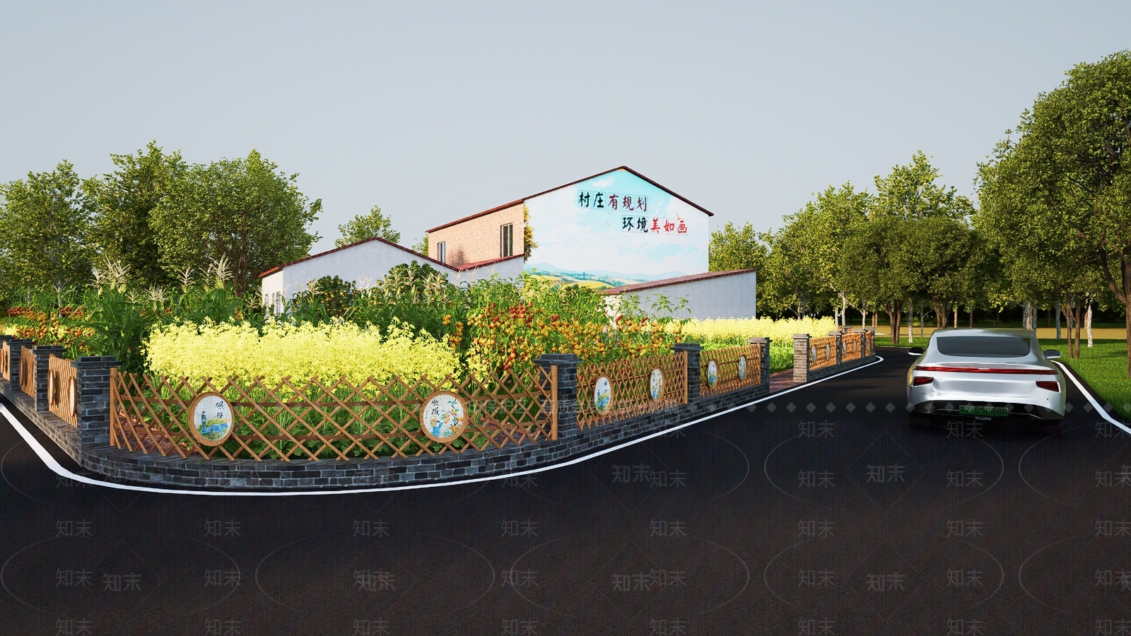 新中式景观广场景观SU模型下载【ID:1228574338】