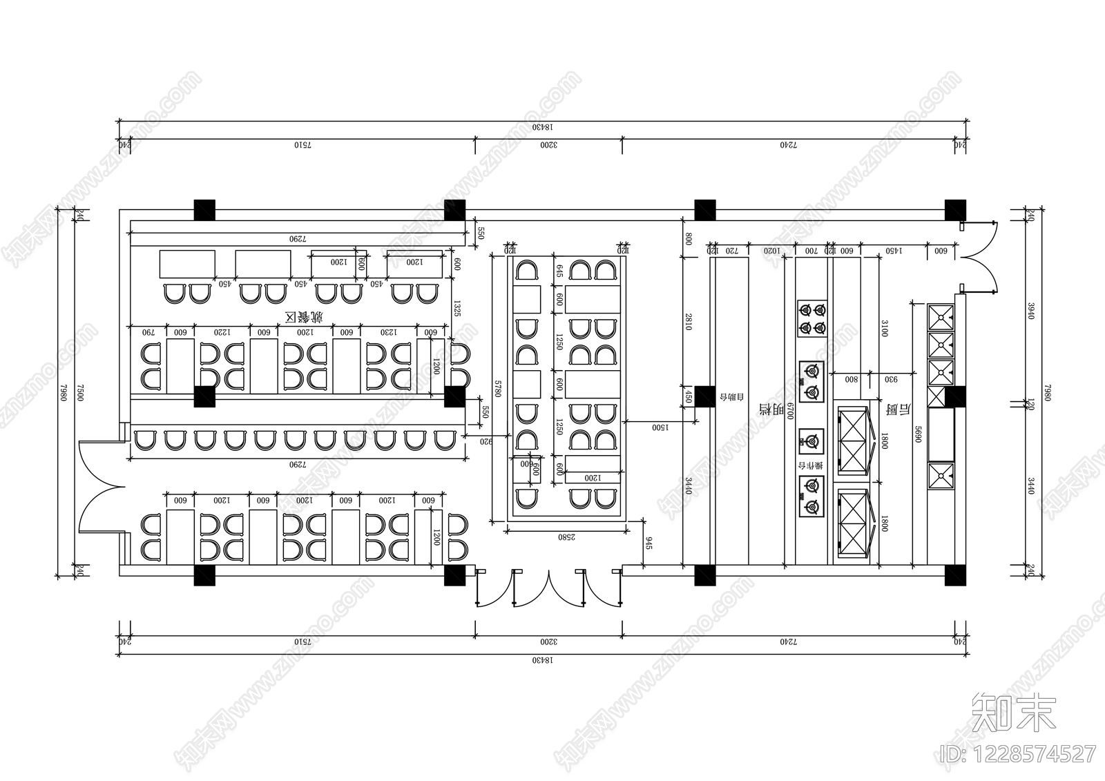 简约自助餐厅CAD图纸