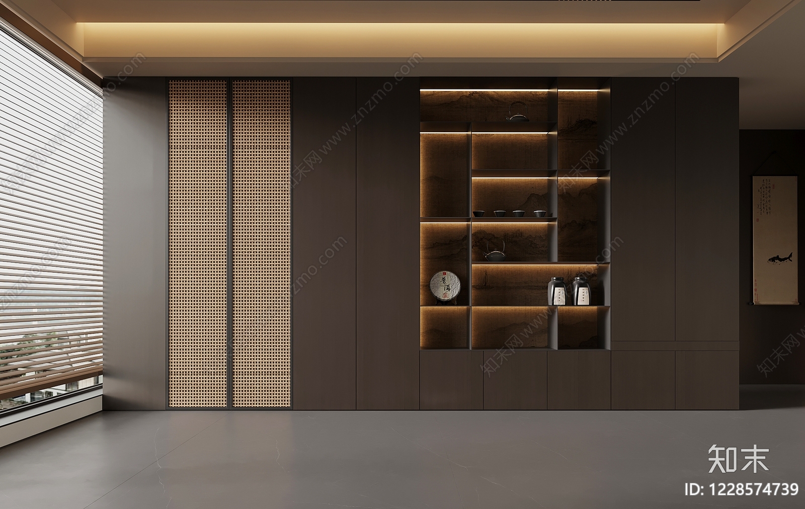 新中式储物柜3D模型下载【ID:1228574739】