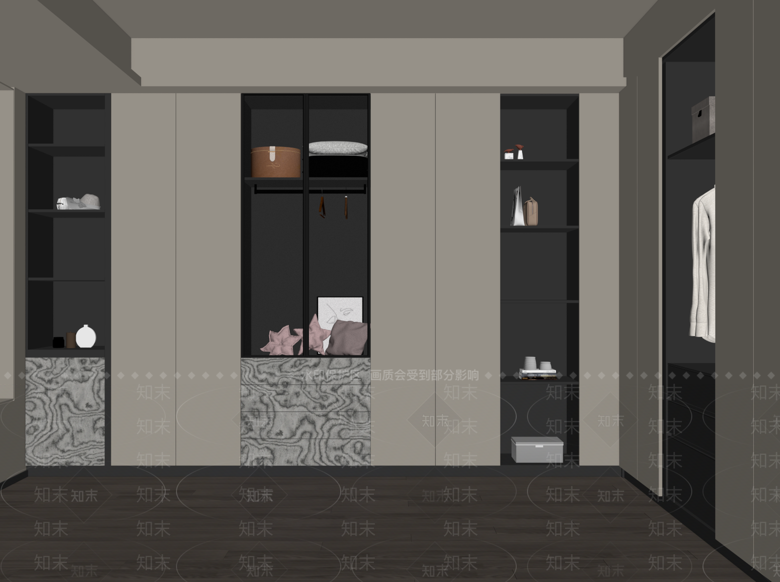 现代简约衣帽间SU模型下载【ID:1228574711】