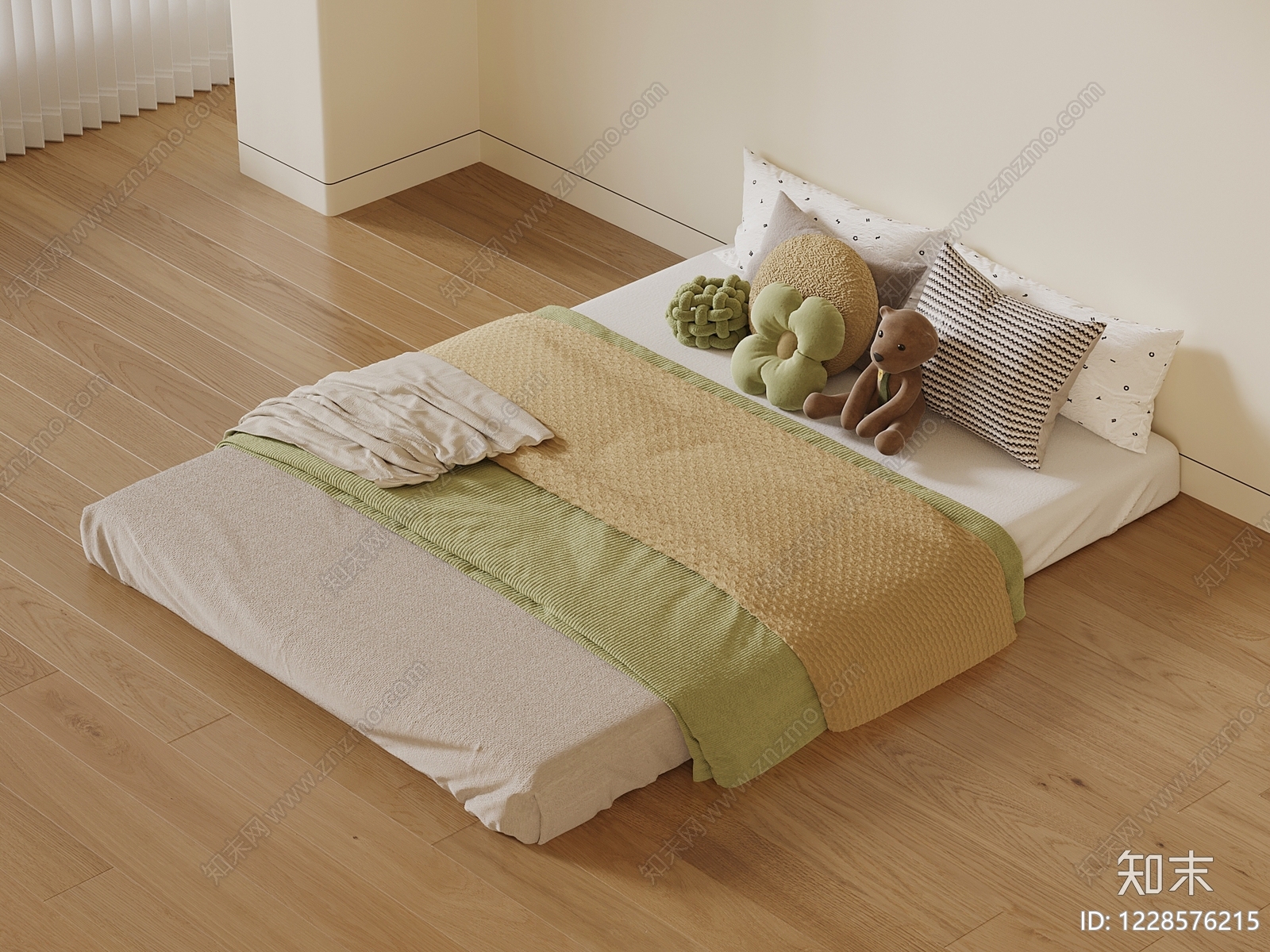 奶油风床品3D模型下载【ID:1228576215】
