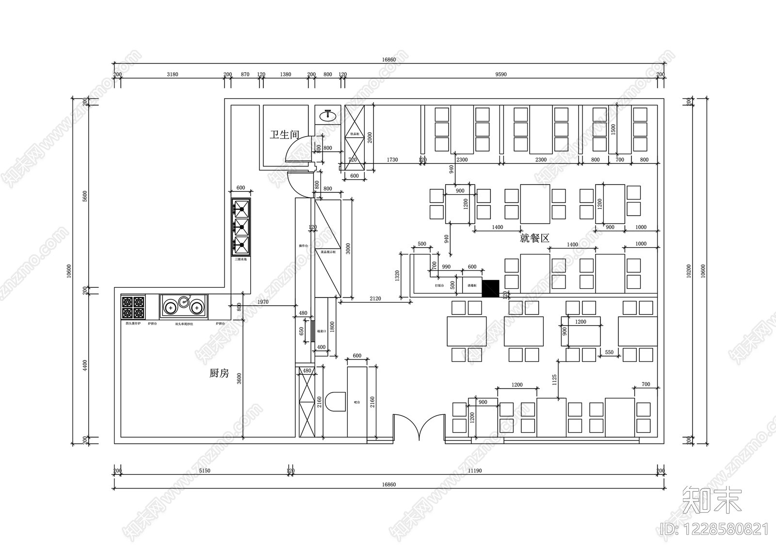 其他餐饮空间cad施工图下载【ID:1228580821】