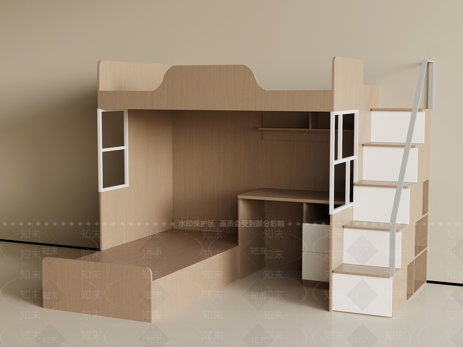 原木风上下床3D模型下载【ID:1228586996】