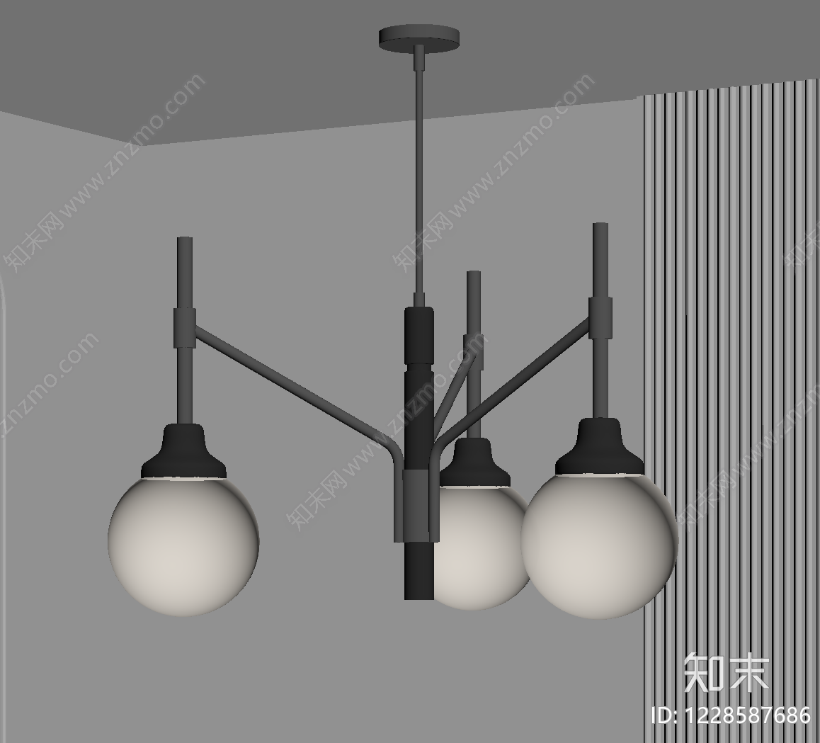现代简约餐厅吊灯SU模型下载【ID:1228587686】