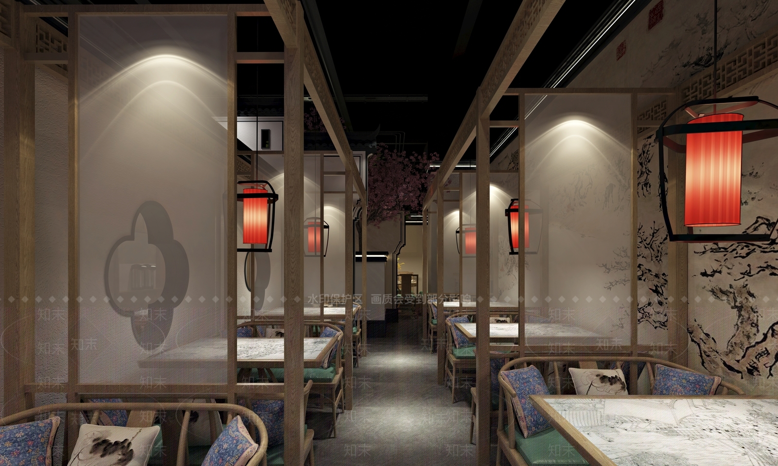 新中式中餐厅3D模型下载【ID:1228587715】