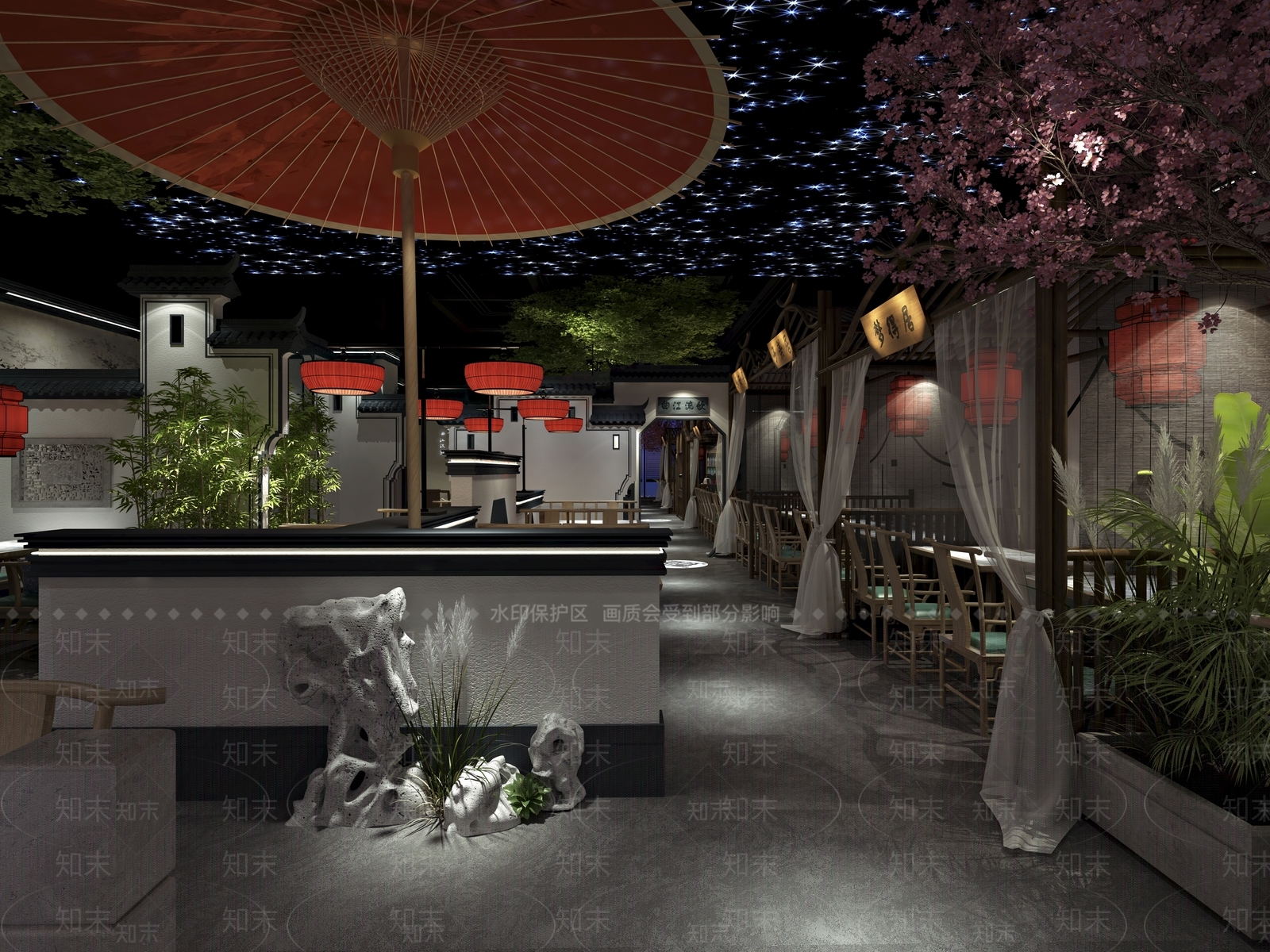 新中式中餐厅3D模型下载【ID:1228587715】