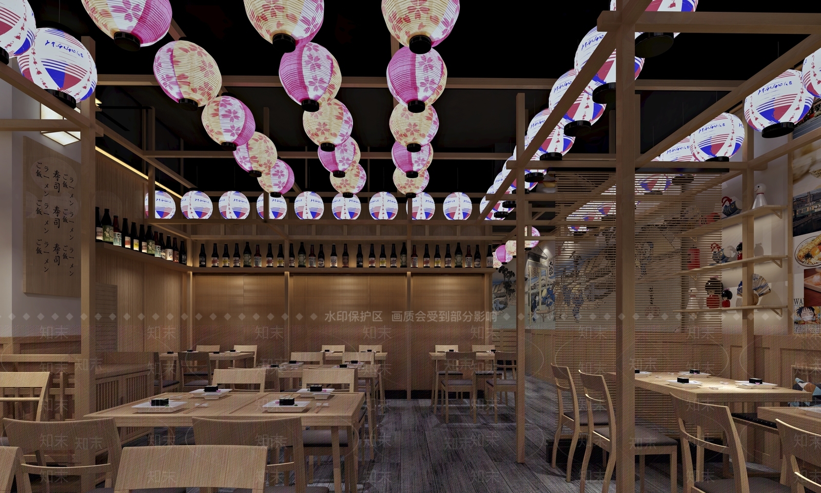 日式日料店3D模型渲染效果图