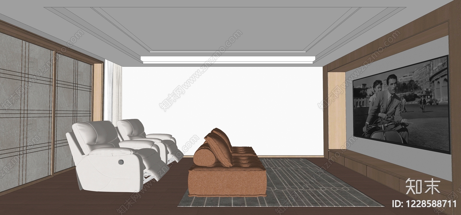 现代简约影音室SU模型下载【ID:1228588711】