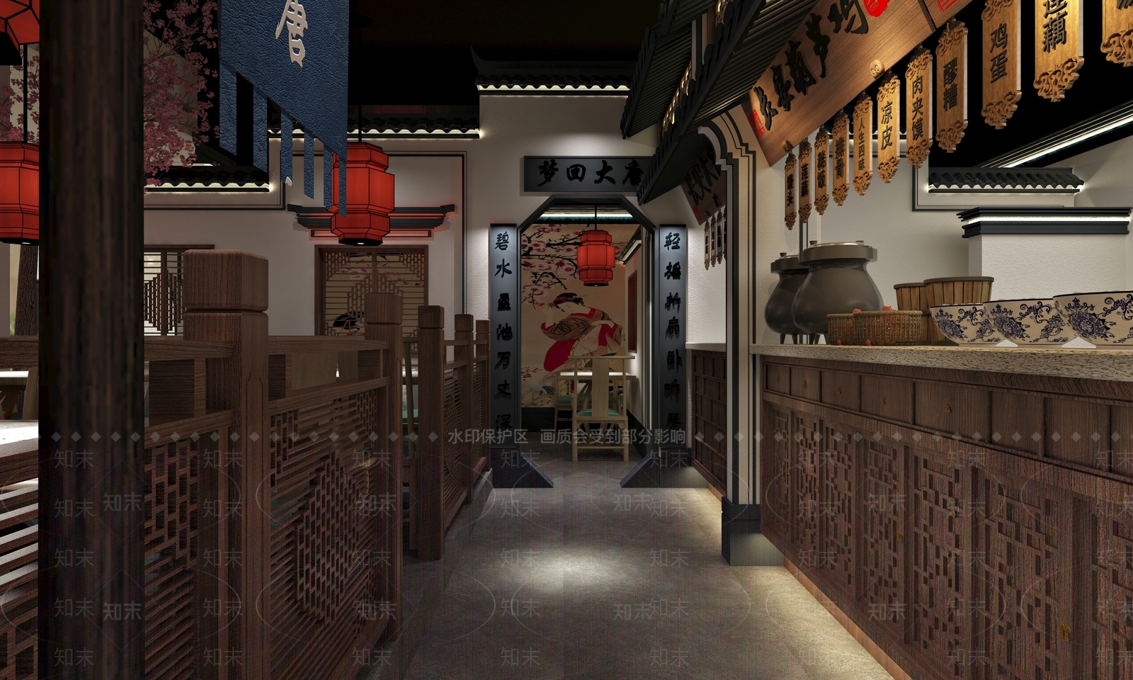 中式中餐厅3D模型下载【ID:1228589130】