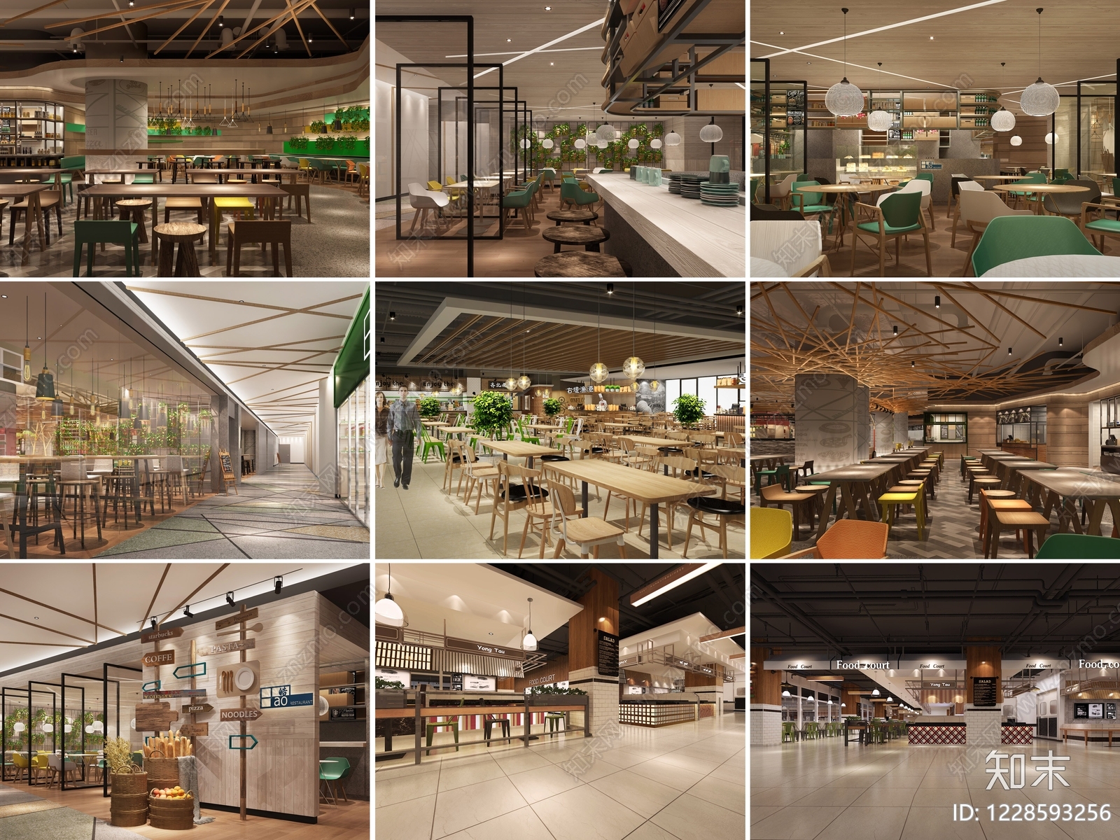 7套美食广场美食街美食城小吃街CAD施工图效果图cad施工图下载【ID:1228593256】