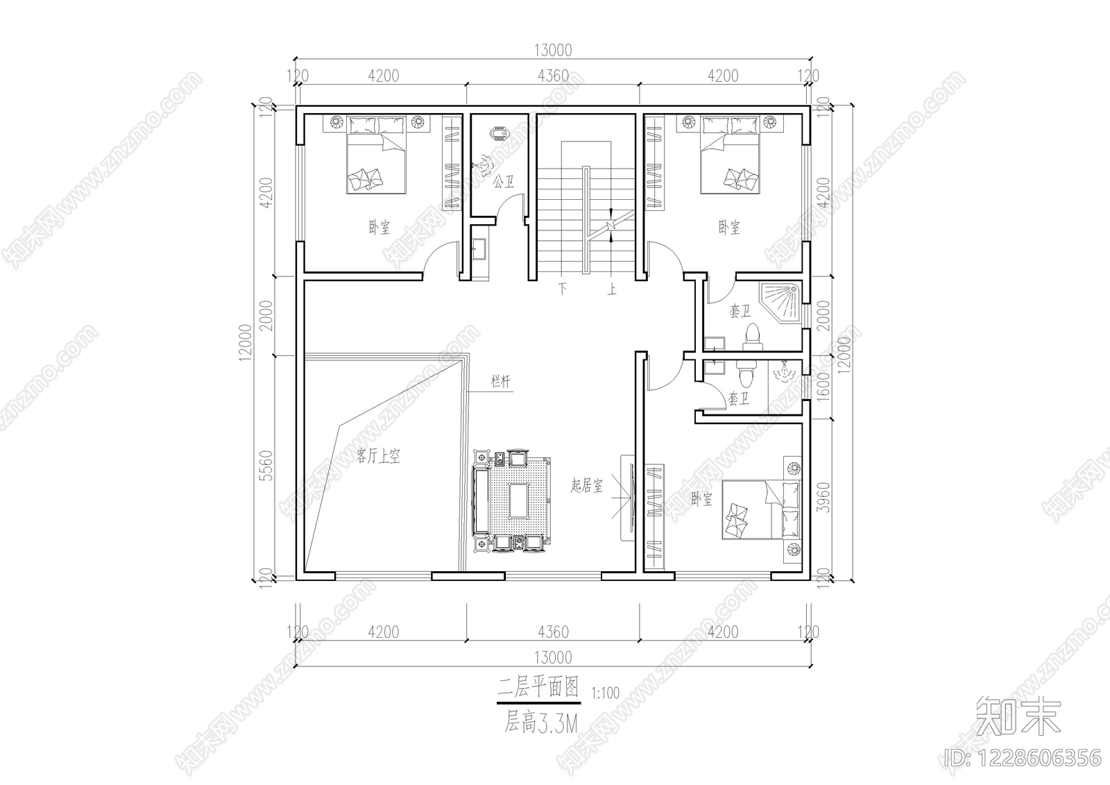 别墅建筑cad施工图下载【ID:1228606356】