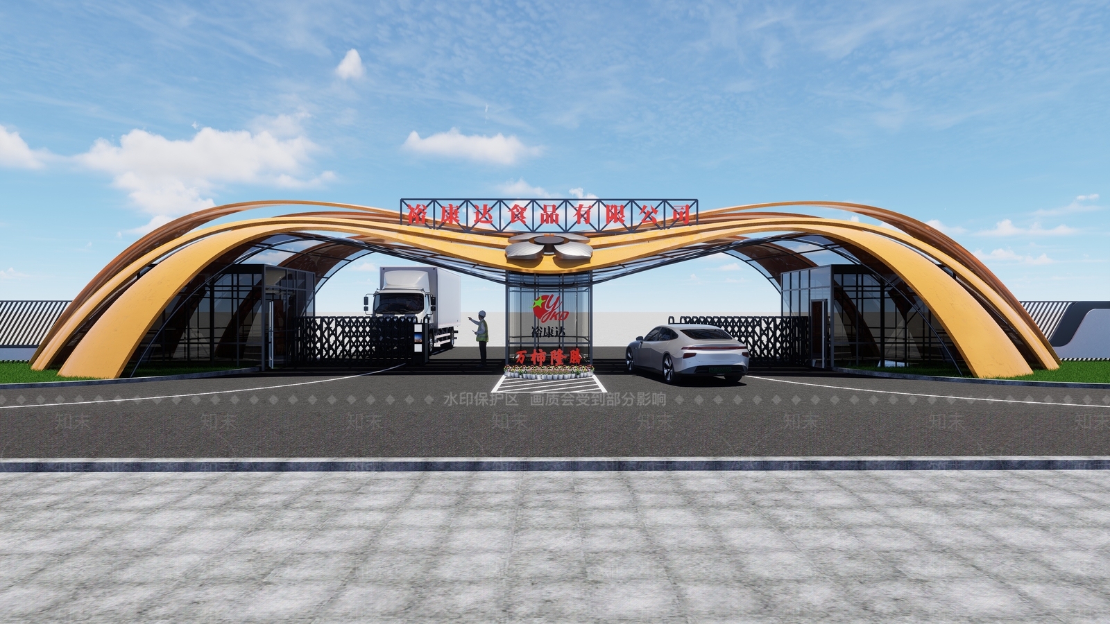 未来主义入口大门SU模型下载【ID:1228614974】