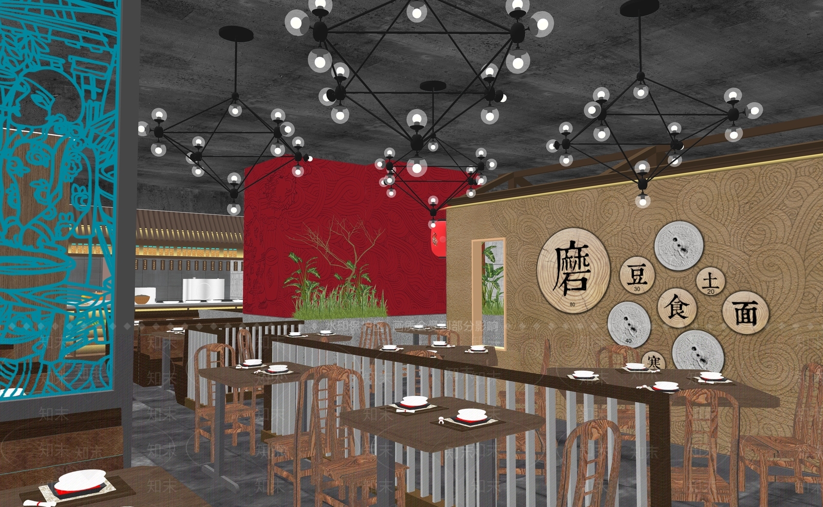 新中式中餐厅SU模型下载【ID:1228616324】