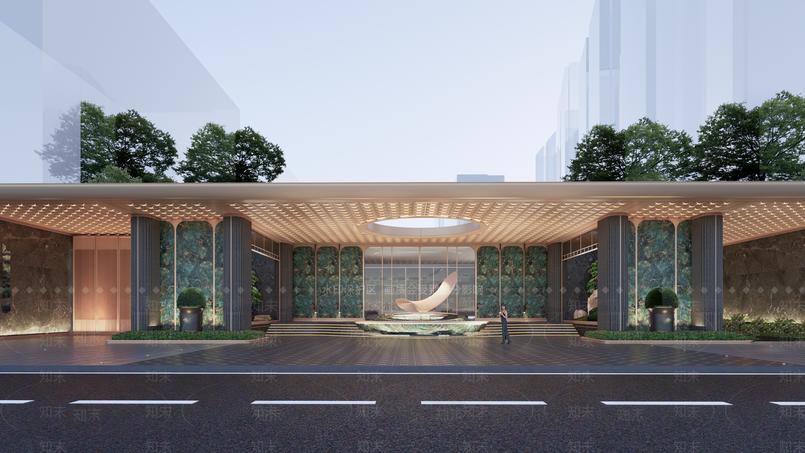 轻奢住宅区景观SU模型下载【ID:1228617219】