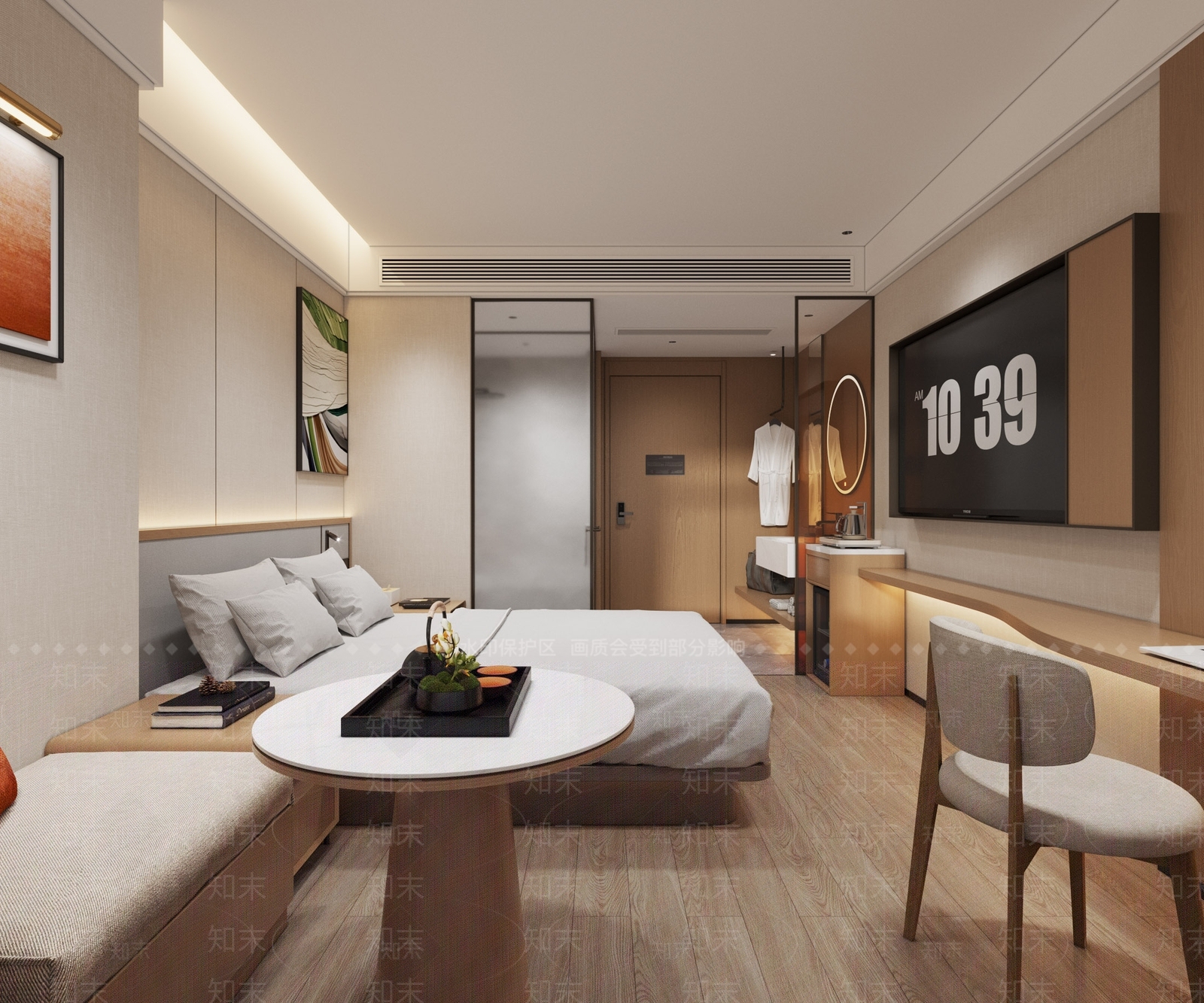 现代简约酒店客房3D模型下载【ID:1228620711】