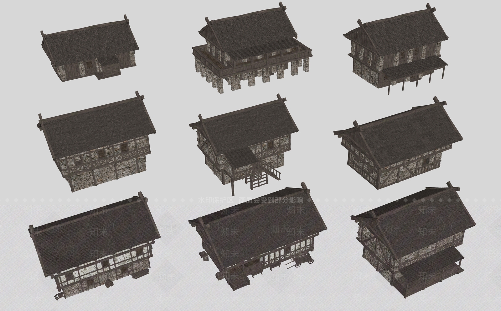 欧式古建风格建筑SU模型下载【ID:1228620797】