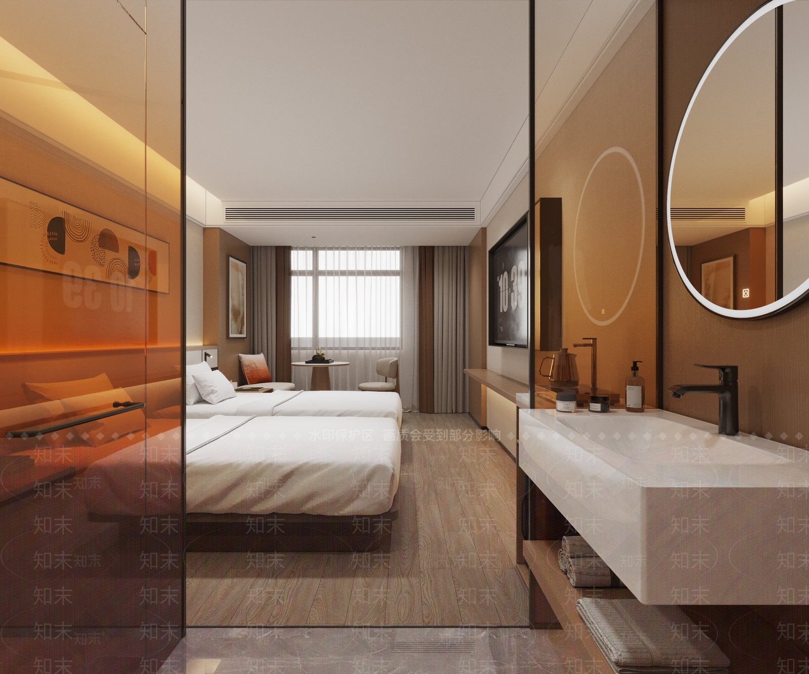 现代简约酒店客房3D模型下载【ID:1228621081】