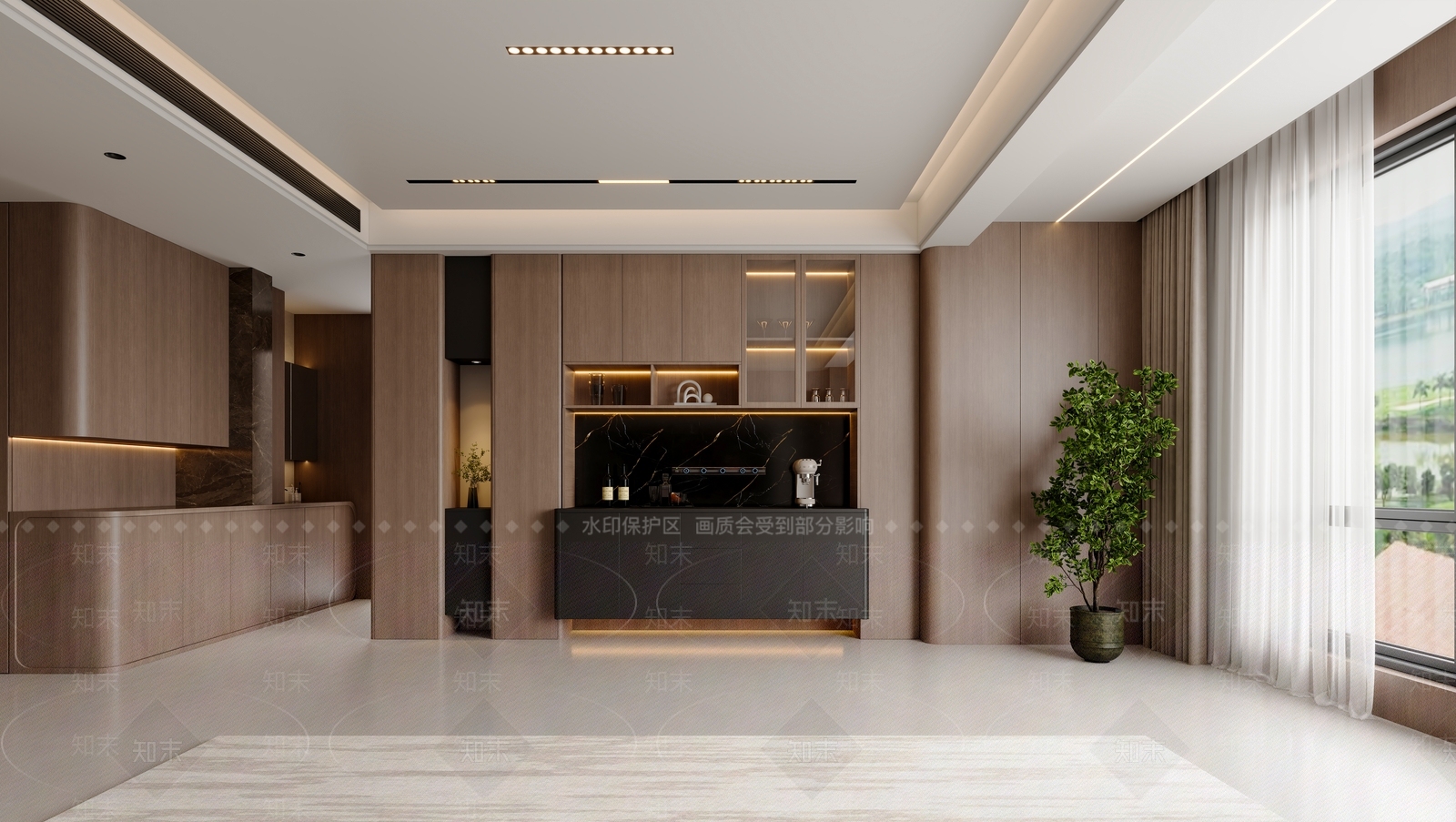 意式极简大平层客餐厅3D模型下载【ID:1228625581】