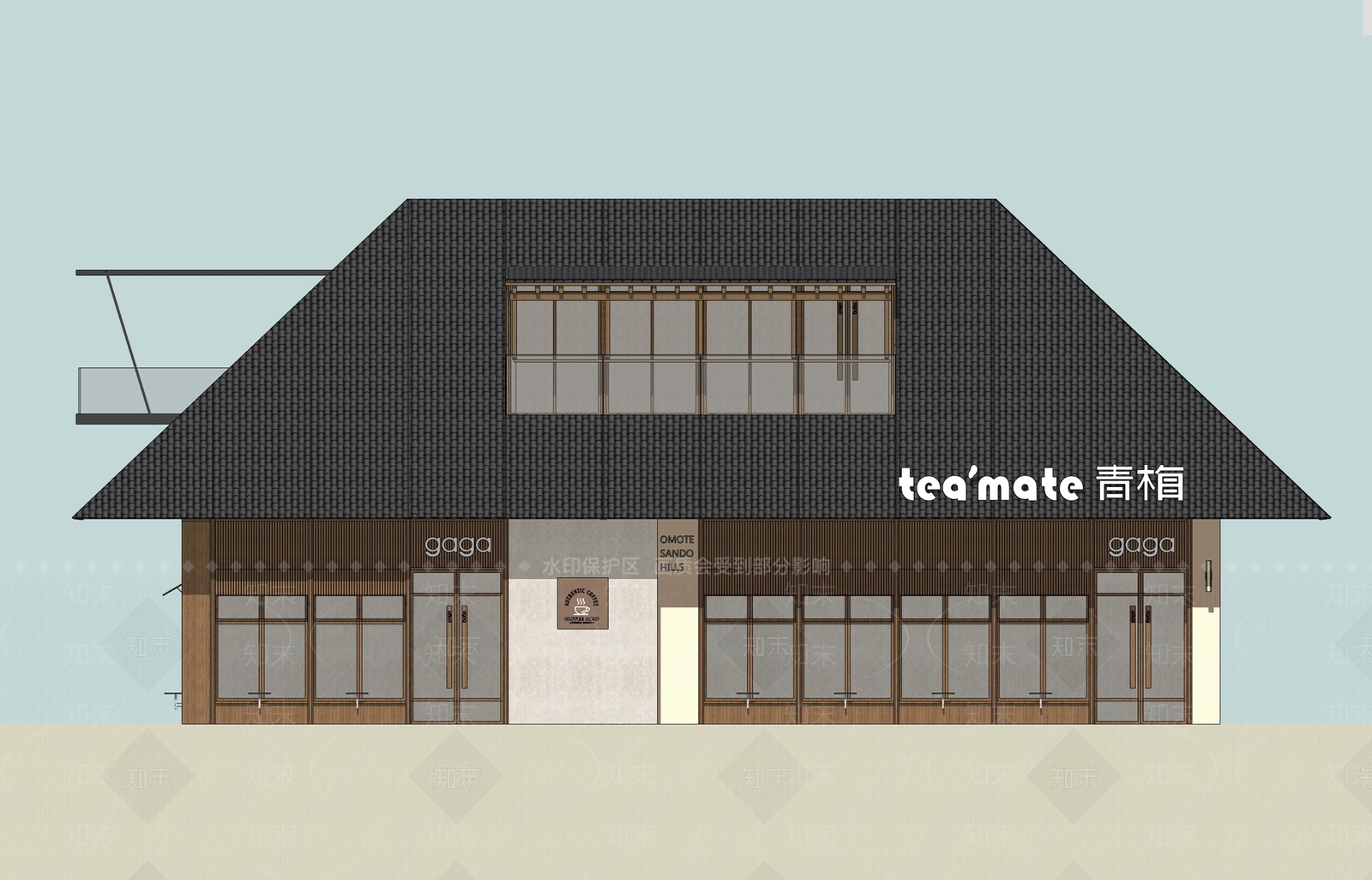 新中式餐饮建筑SU模型下载【ID:1228649809】