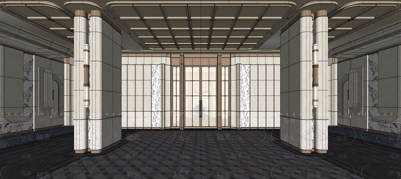 轻奢酒店入口SU模型下载【ID:1228650469】