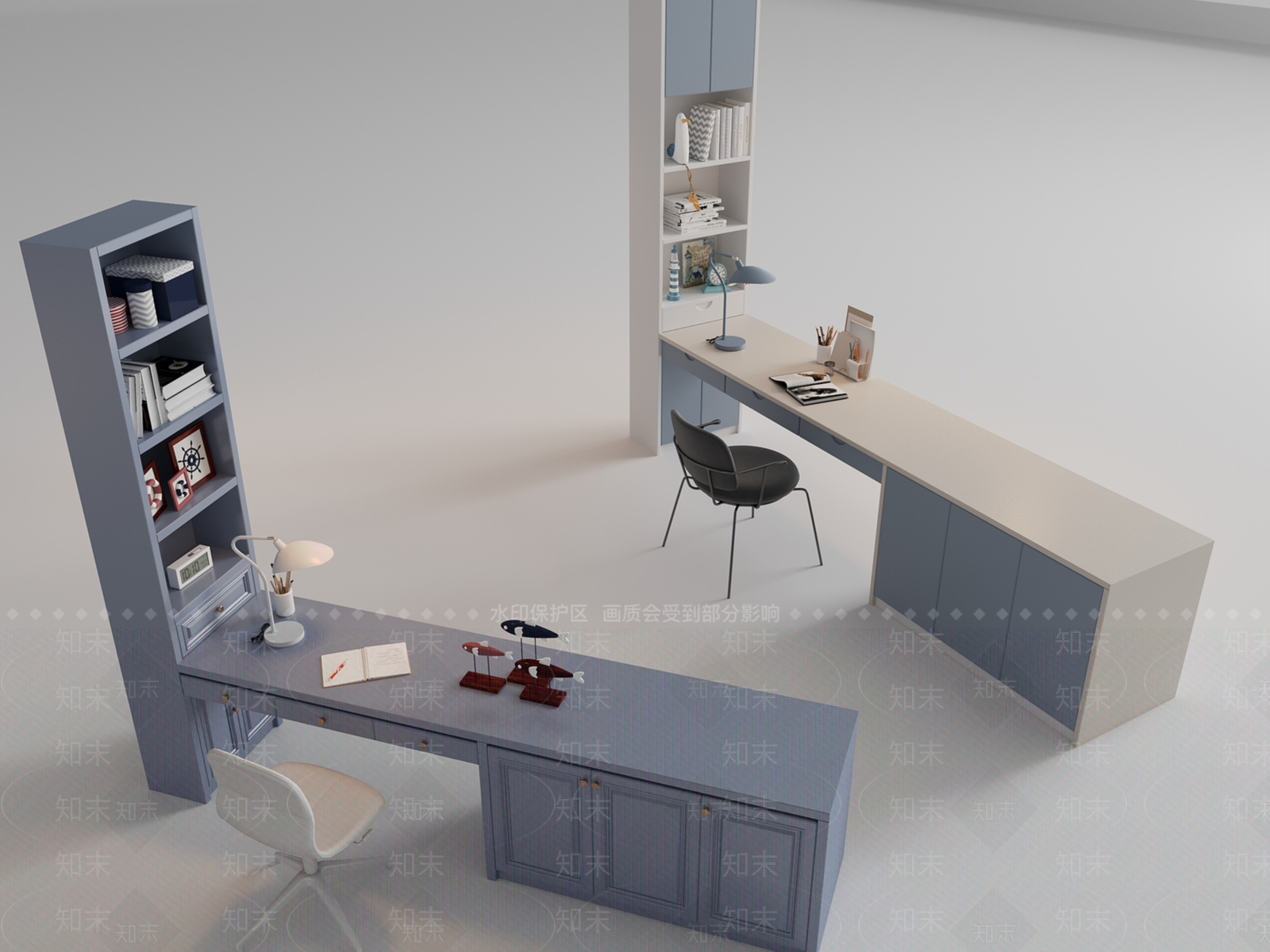 现代简约书桌椅3D模型下载【ID:1228650871】