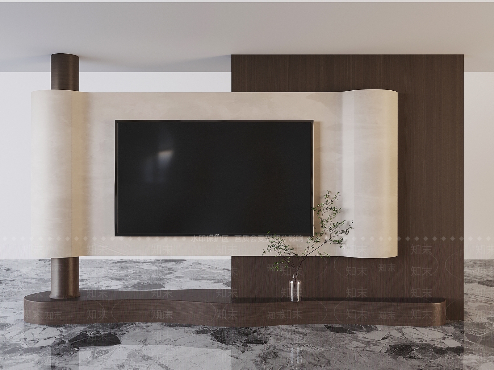 新中式电视背景墙3D模型下载【ID:1228652491】