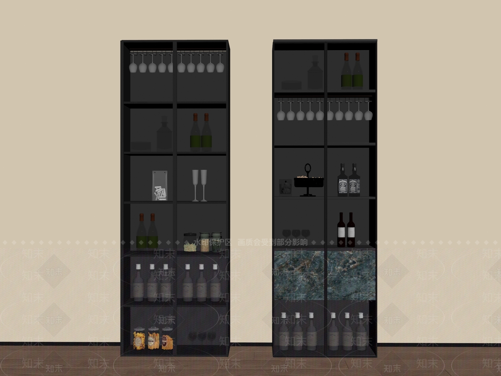 意式极简酒柜SU模型下载【ID:1228661526】