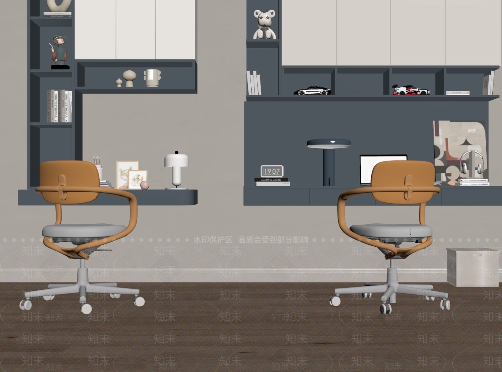 现代简约书桌椅SU模型下载【ID:1228662408】