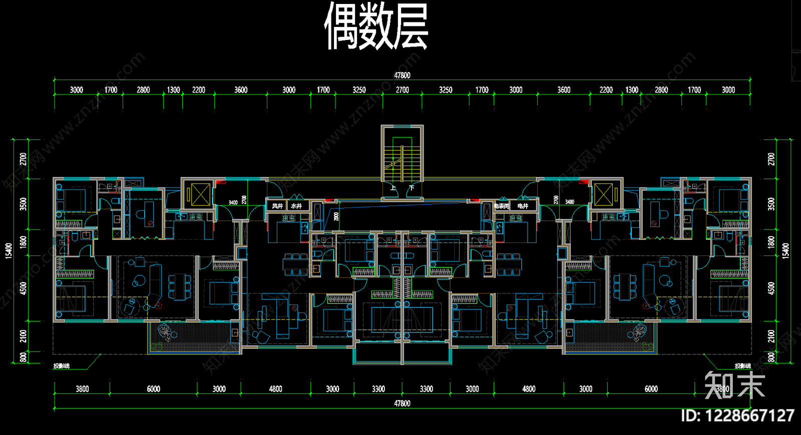 高层住宅cad施工图下载【ID:1228667127】