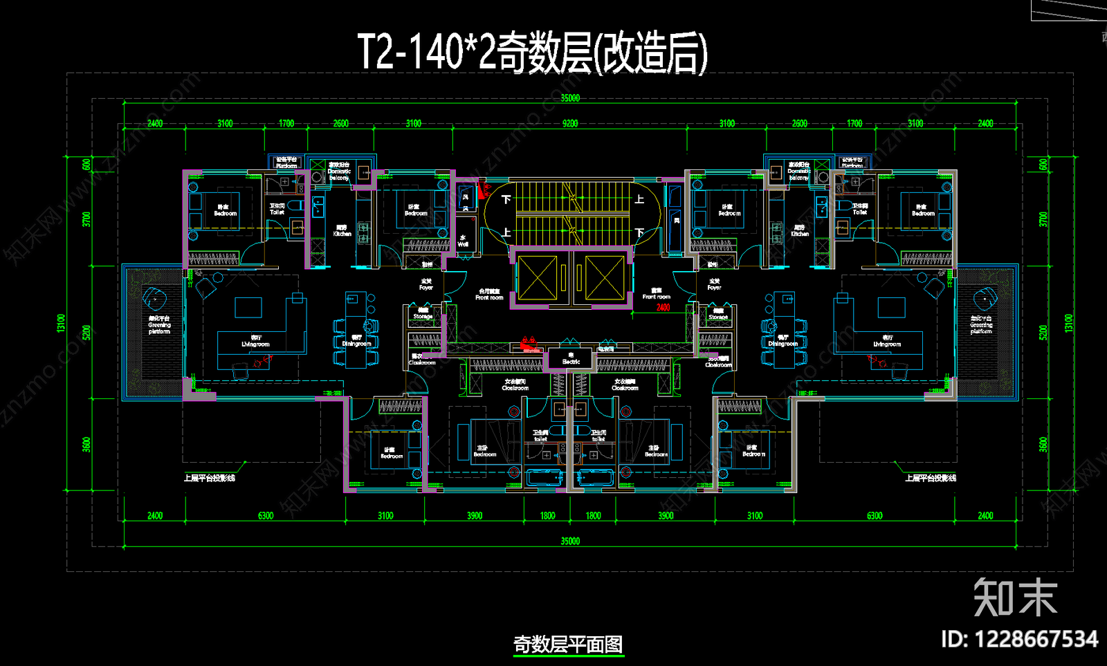 高层住宅cad施工图下载【ID:1228667534】