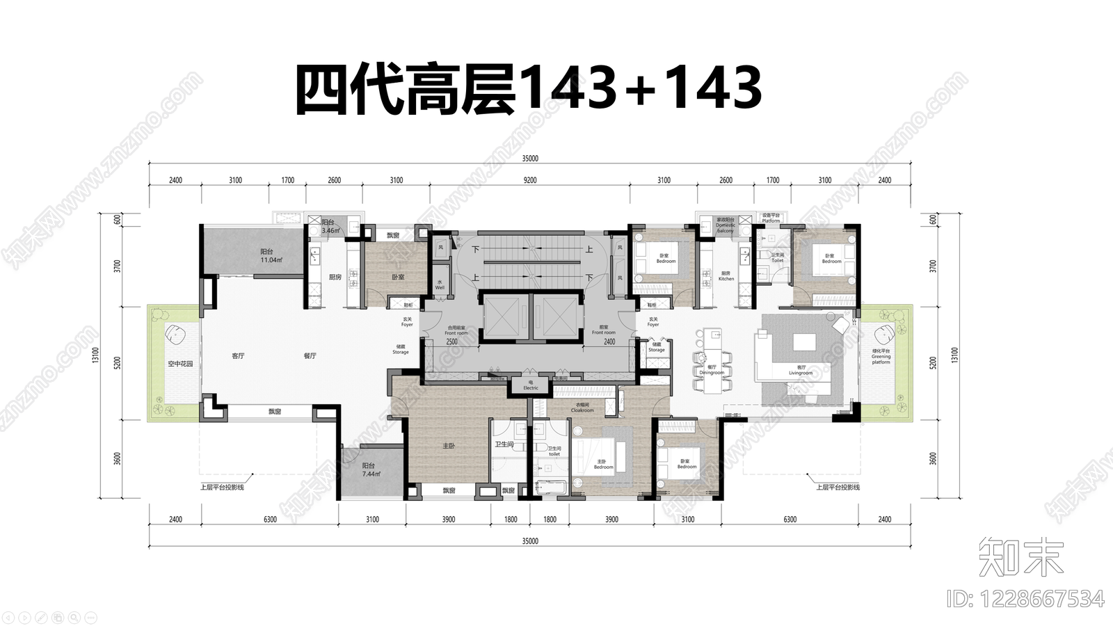 高层住宅cad施工图下载【ID:1228667534】