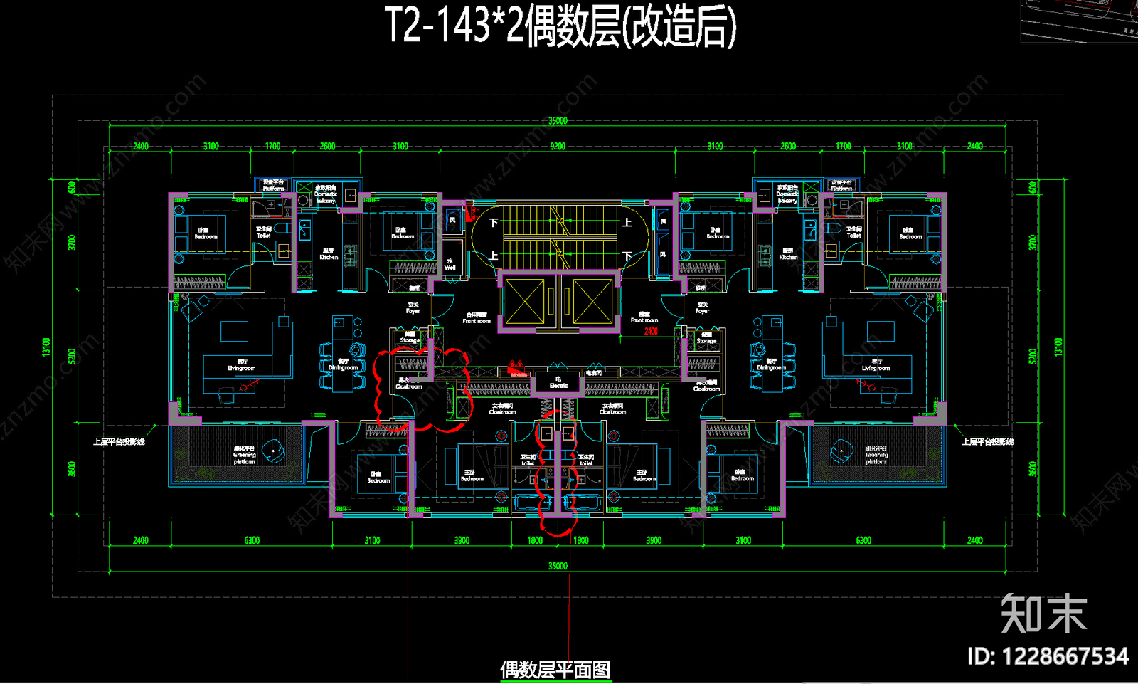 高层住宅cad施工图下载【ID:1228667534】