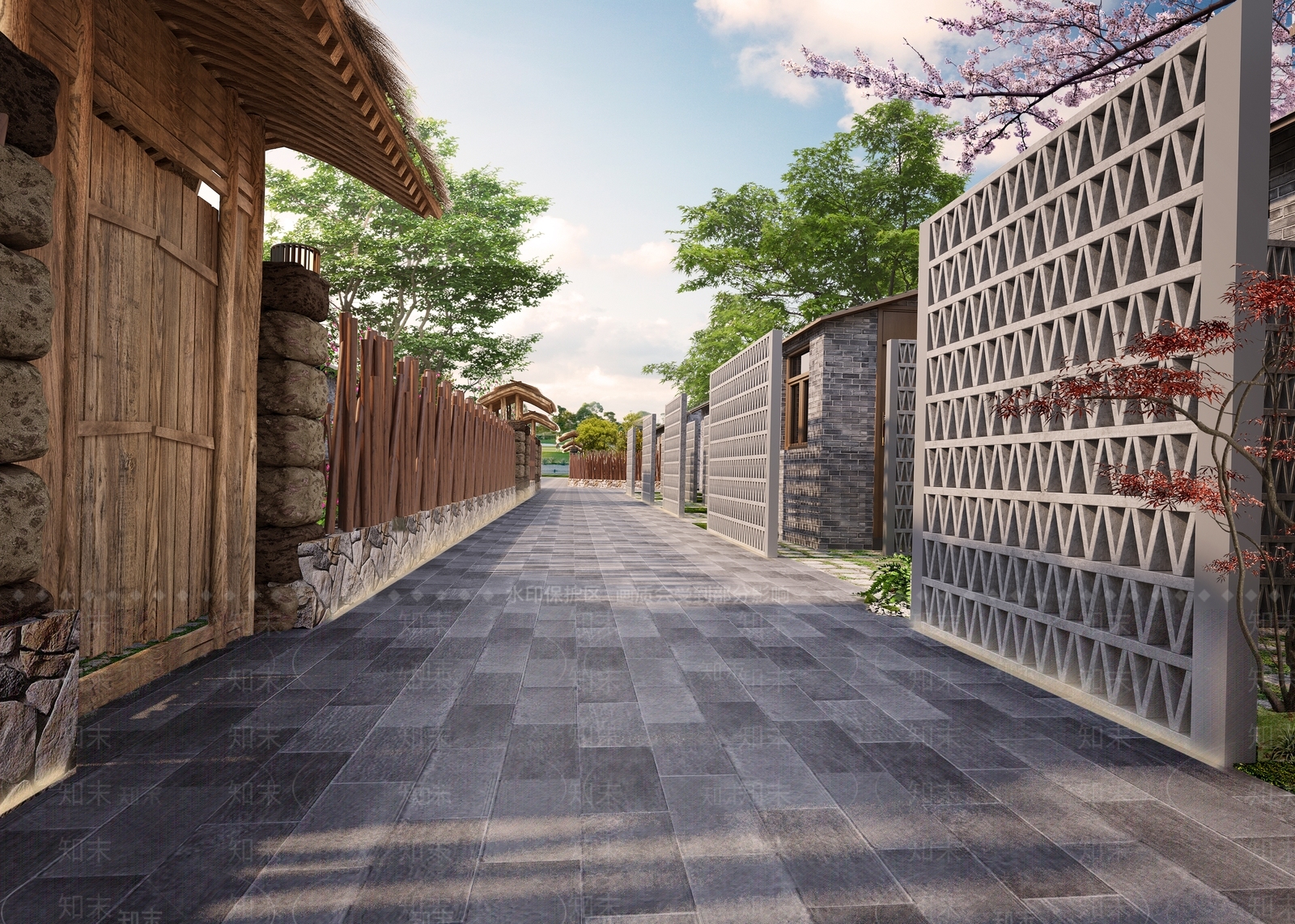 新中式景观乡村景观3D模型下载【ID:1228670172】