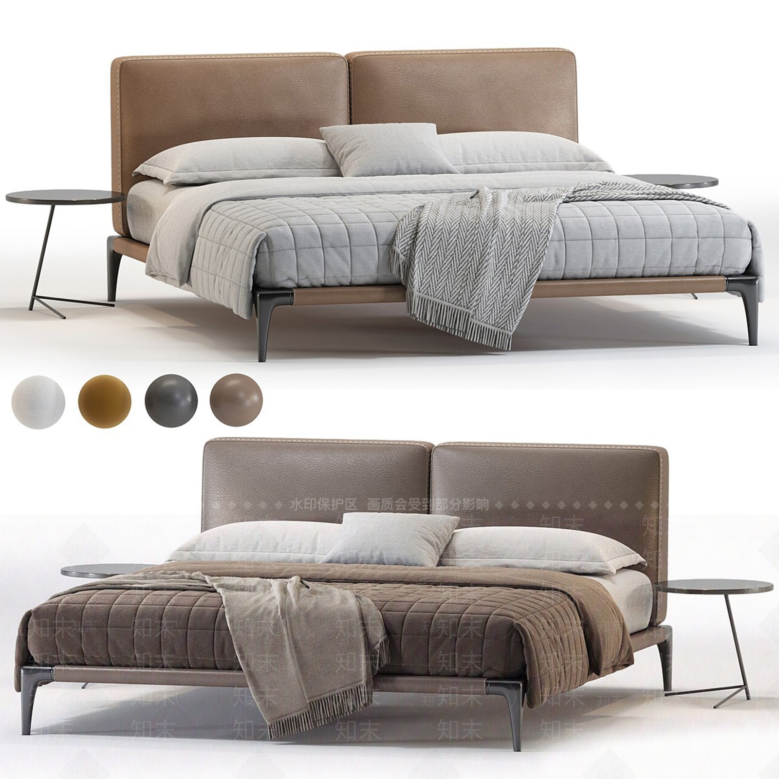 意式极简床品3D模型下载【ID:1228673613】