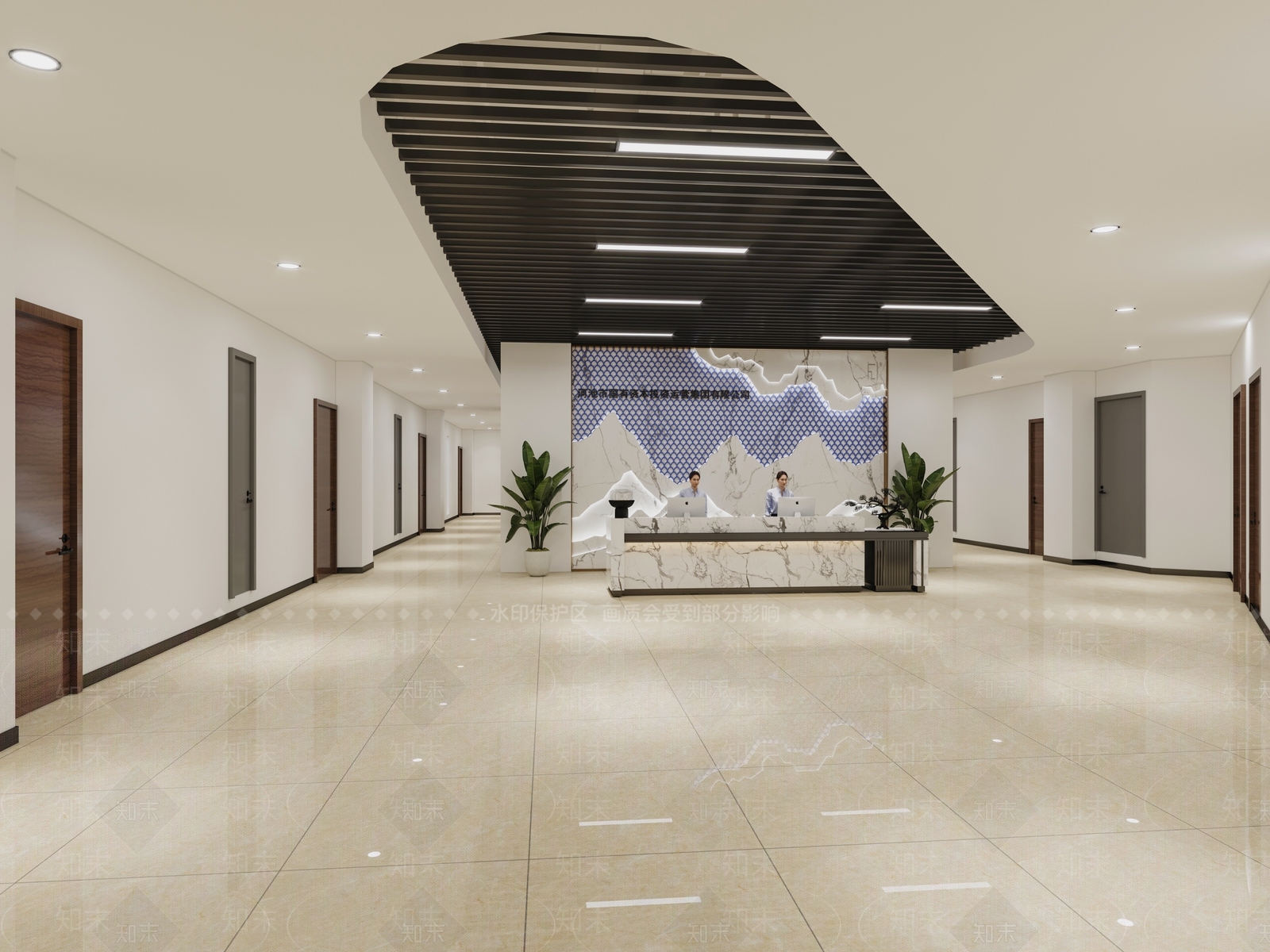 新中式办公大厅3D模型下载【ID:1228682522】