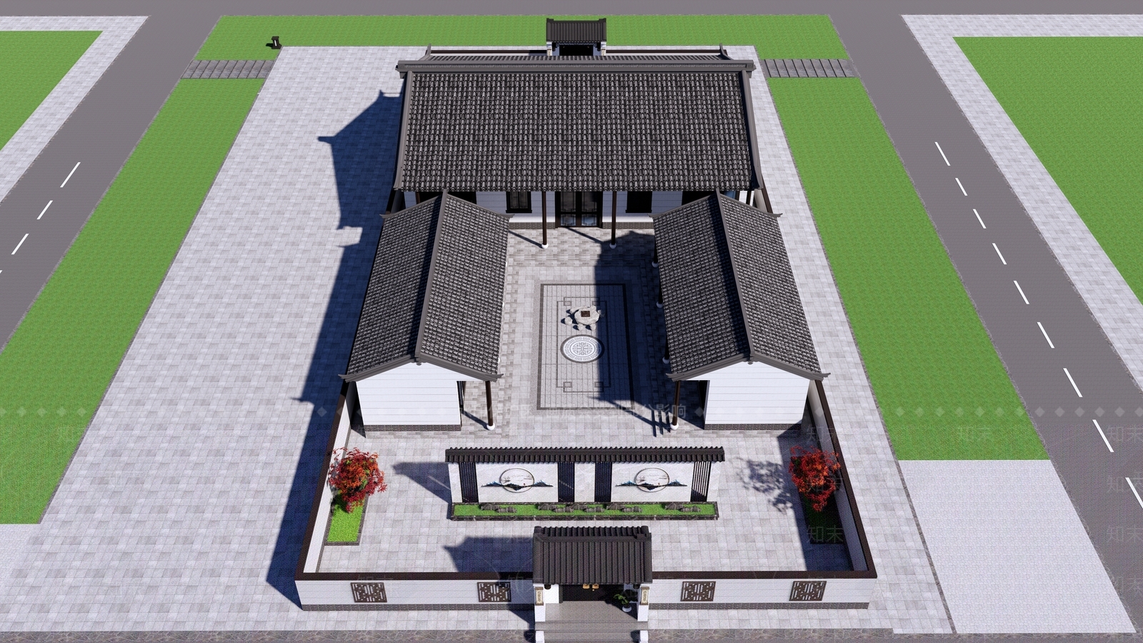 中式古建四合院SU模型下载【ID:1228687267】