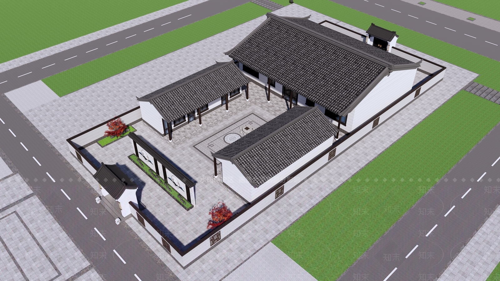 中式古建四合院SU模型下载【ID:1228687267】
