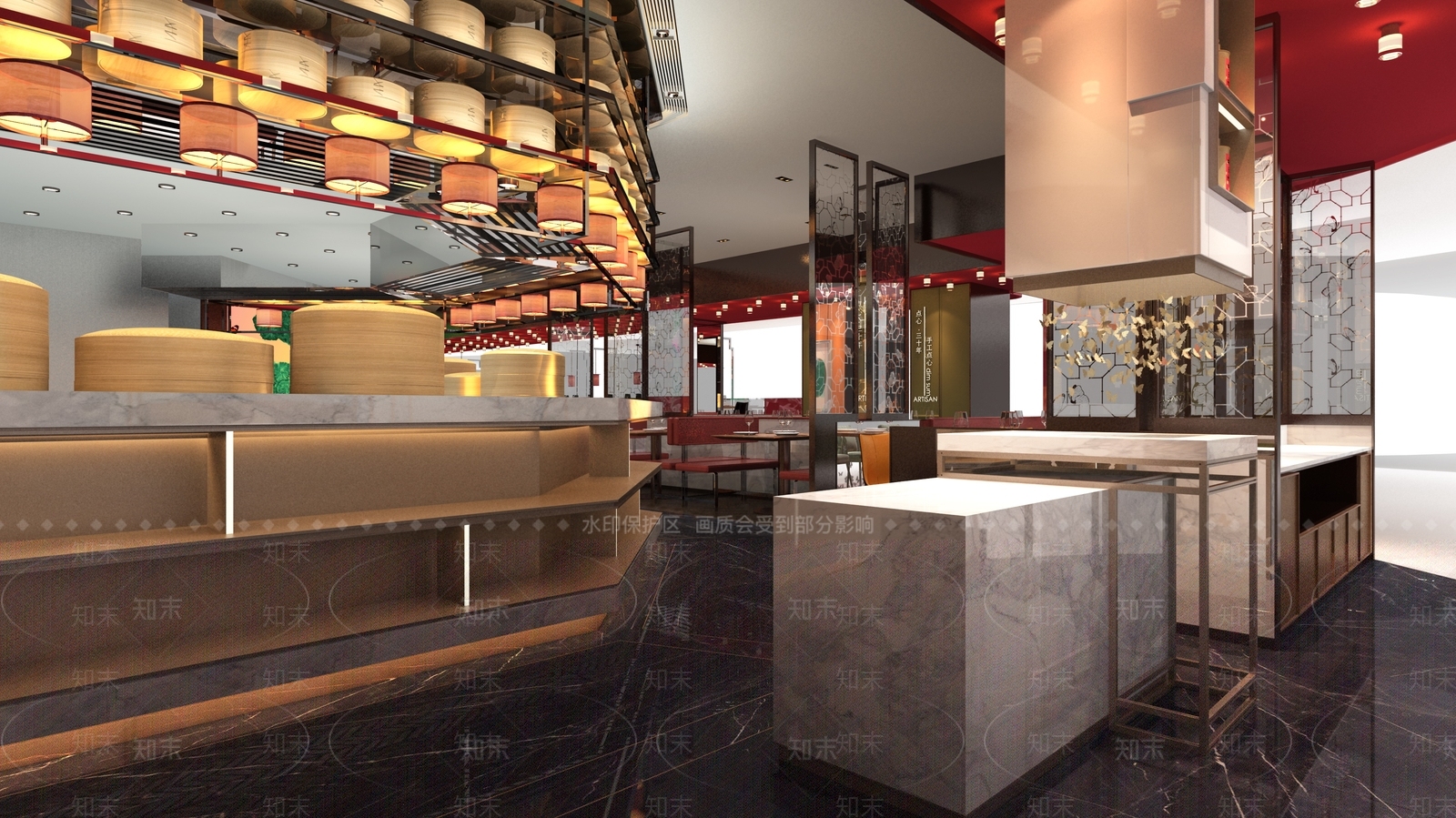 新中式中餐厅3D模型下载【ID:1228695381】