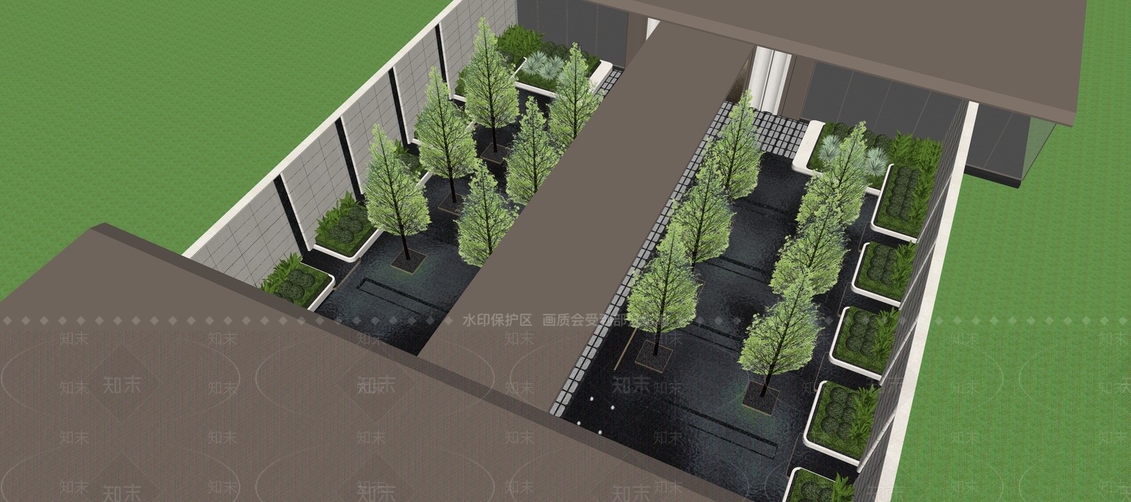 现代主义小区景观SU模型下载【ID:1228694931】