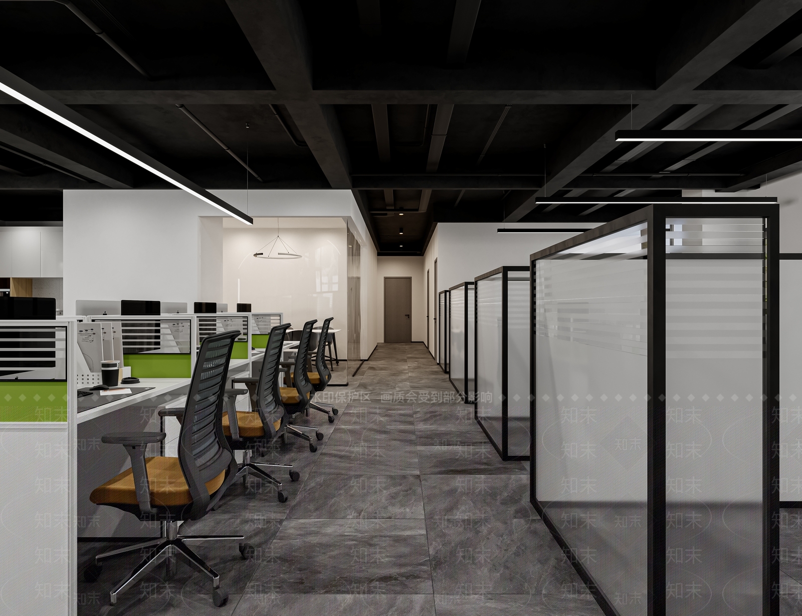 现代简约办公区3D模型下载【ID:1228697546】