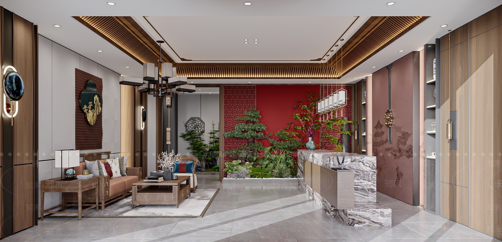 新中式中餐厅3D模型下载【ID:1228697940】