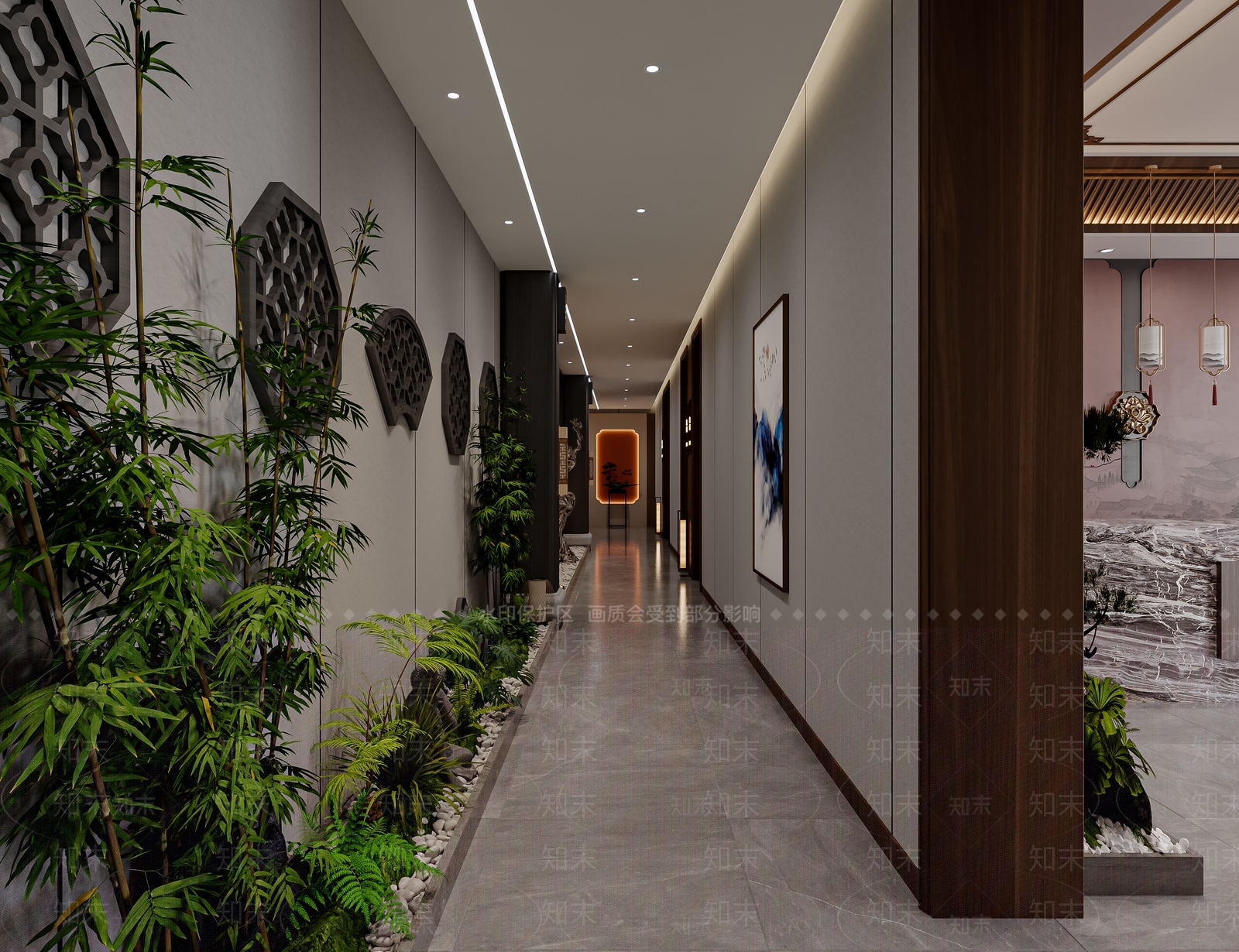 新中式中餐厅3D模型下载【ID:1228697940】