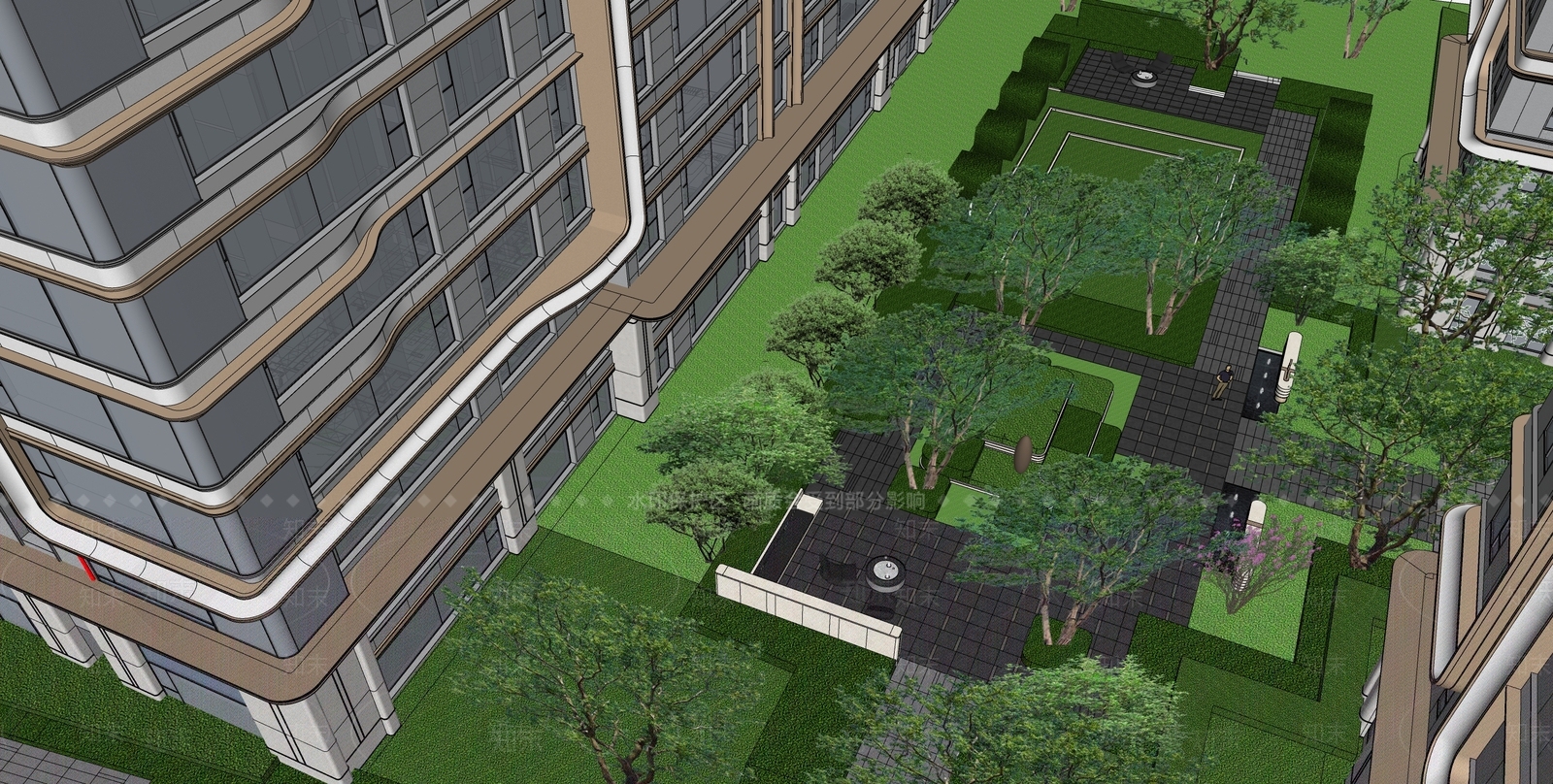 现代主义小区景观SU模型下载【ID:1228698180】