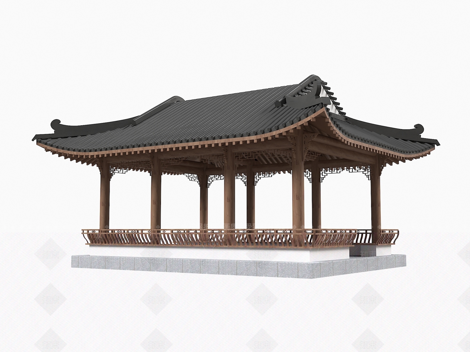 中式古建景观亭3D模型下载【ID:1228698594】
