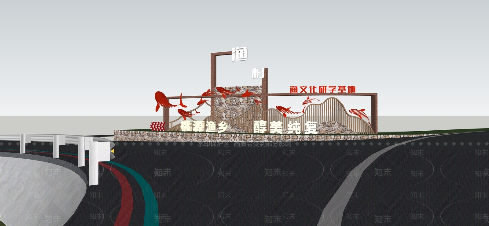 新中式景观入口大门SU模型下载【ID:1228698750】