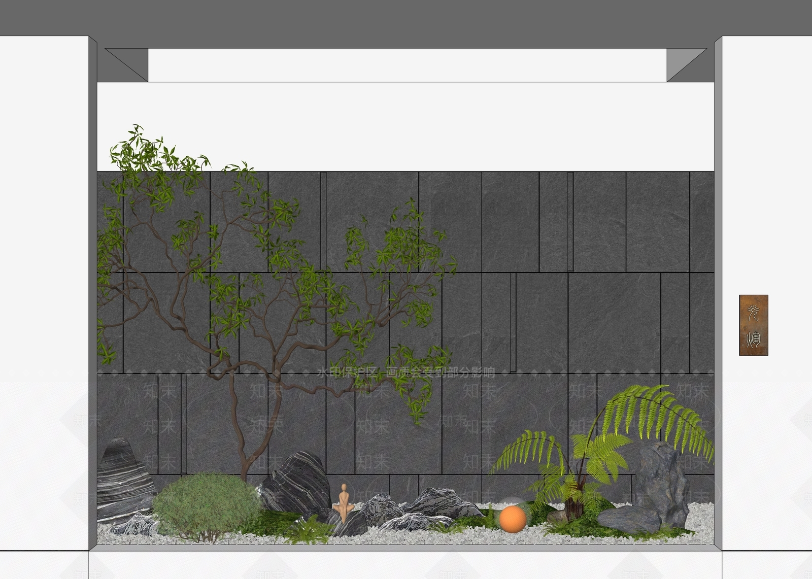 新中式景观室内景观SU模型下载【ID:1228703054】