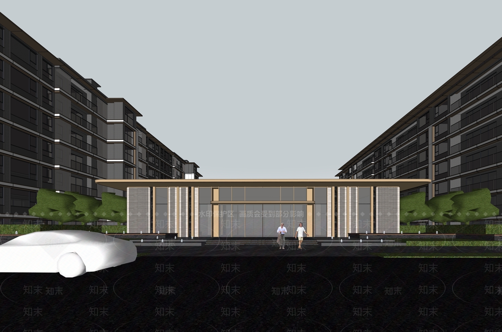 现代主义小区建筑SU模型下载【ID:1228703373】